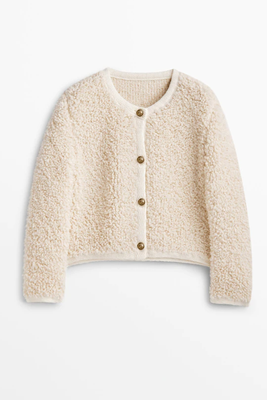 Boucle Knit Cardigan With Buttons from Massimo Dutti