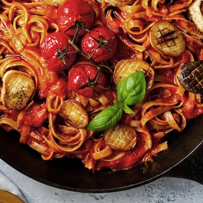 Garlic Roasted Tagliatelle with King Oyster Scallops