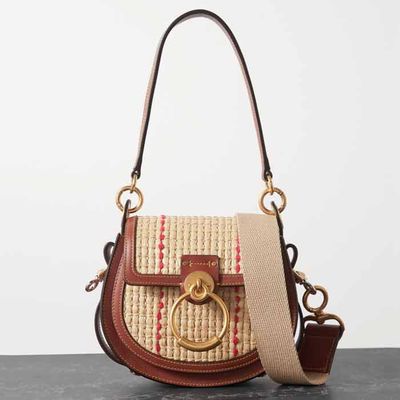 Tess Small Leather & Raffia Shoulder Bag from Chloe