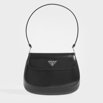 Cleo Brushed Leather Shoulder Bag With Flap​, POR | Prada