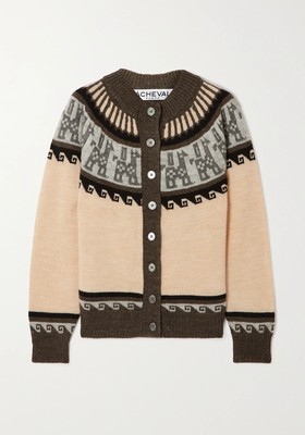 Norte Intarsia Llama & Wool-Blend Cardigan from Àcheval Pampa