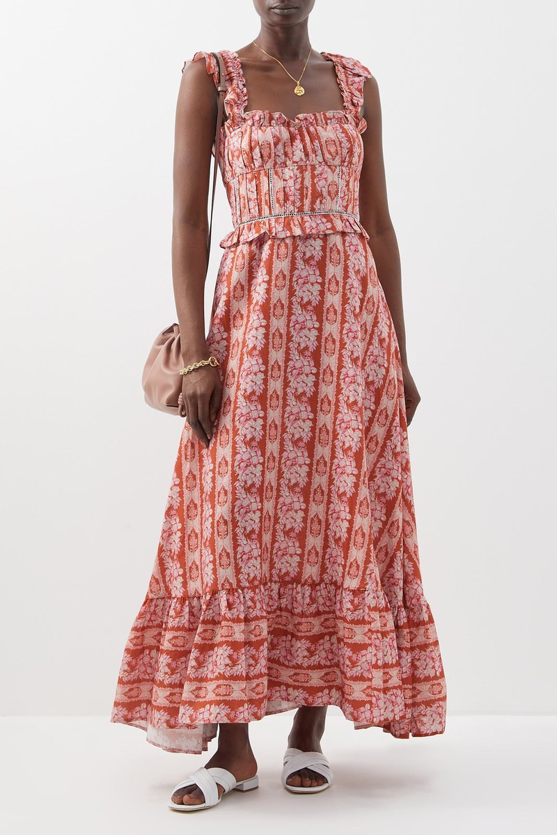 Helena Floral-Print Linen-Blend Dress from Lug Von Siga