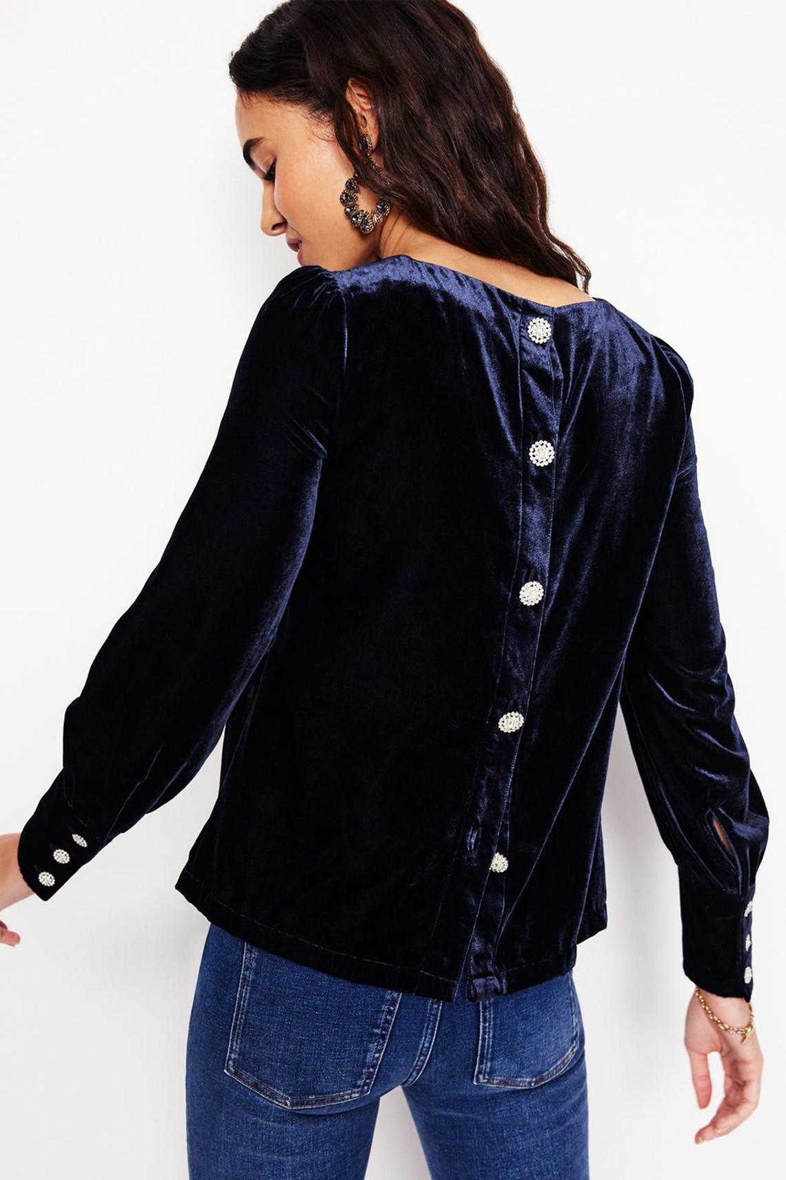 Button Back Velvet Top