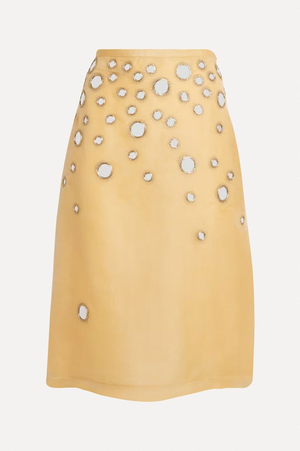 Silk Mirror-Embellished Midi Skirt from Tory Burch