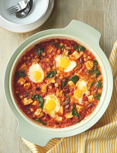 Halloumi, Bean And Egg Hot Pot