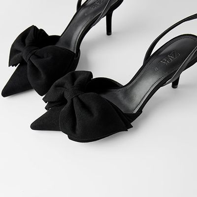 Leather Slingbacks with Bow  from Zara