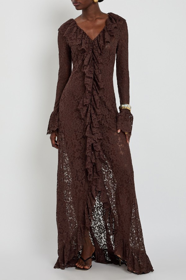 Clementina Ruffled Guipure Lace Maxi Dress from DE LA VALI