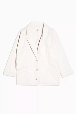 White Oversized Denim Blazer Jacket