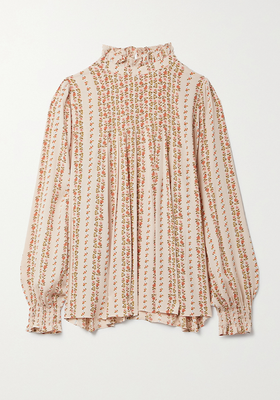 Pleated Floral-Print Crepe Blouse from See By Chloé