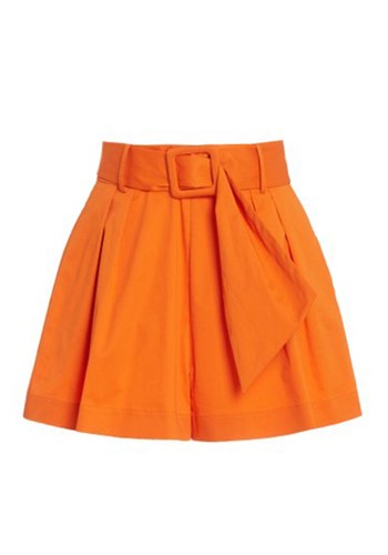 Belted Pleated Stretch-Cotton Twill Shorts from Oscar De La Renta