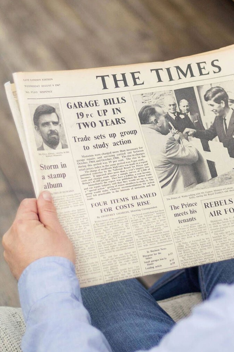 Original Newspaper From The Day You Were Born from Jonny's Sister