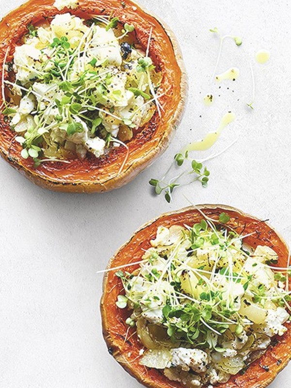 Stuffed Butternut with Feta & Cress