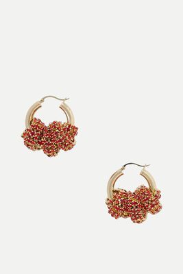 Disco Fringe Gold-Plated Crystal Hoop Earrings from PEARL OCTOPUSS.Y