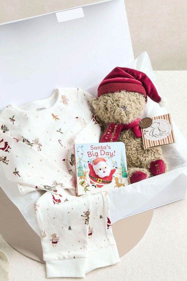 Christmas Bedtime Gift Box, Pyjamas,Teddy & Book Bundle from Mamas & Papas