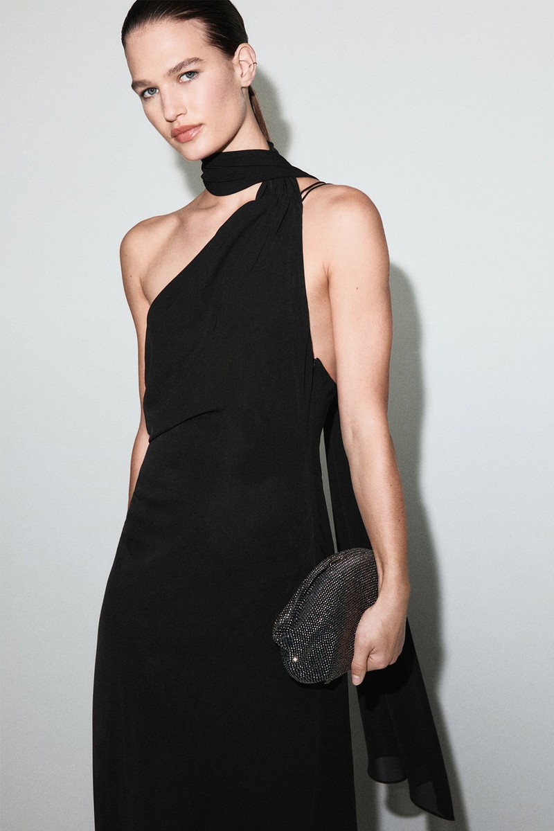 Asymmetrical Dress With Scarf