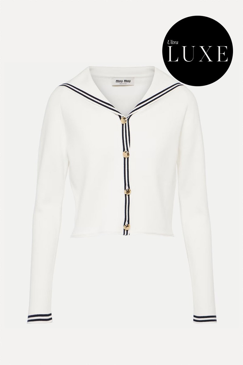 Striped Cotton-Blend Cardigan from Miu Miu