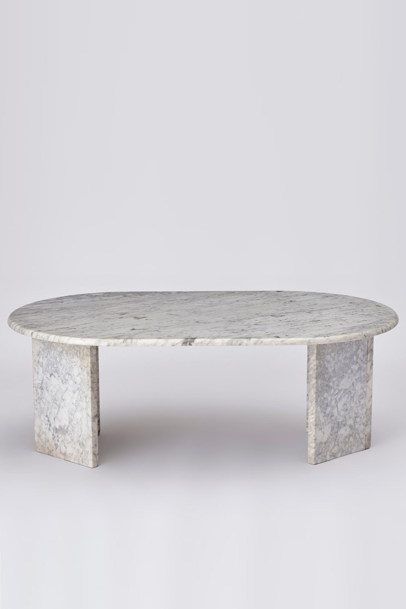 Vintage 1970’s Italian Carrara Rounded Coffee Table from Anna Unwin