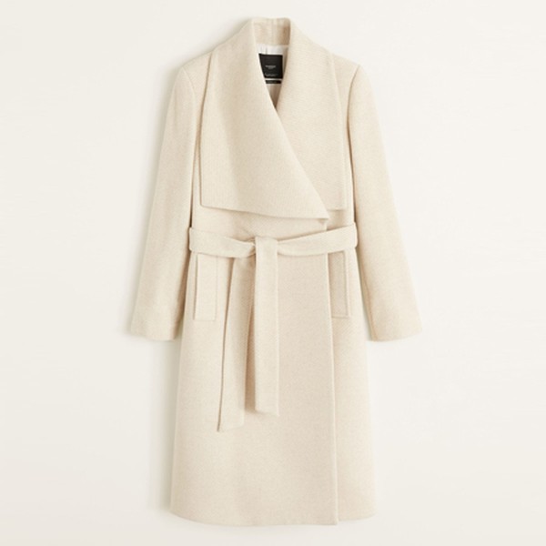 Herringbone Pattern Wool Coat from Mango