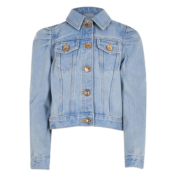 Blue Puff Sleeve Denim Jacket