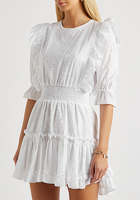 Doutzen White Embroidered Cotton Mini Dress from Misa