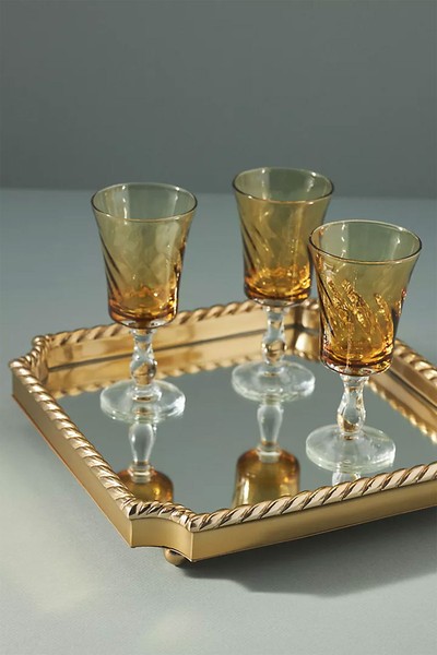 Livy Gold Metal Mirrored Bar Tray from Anthropologie