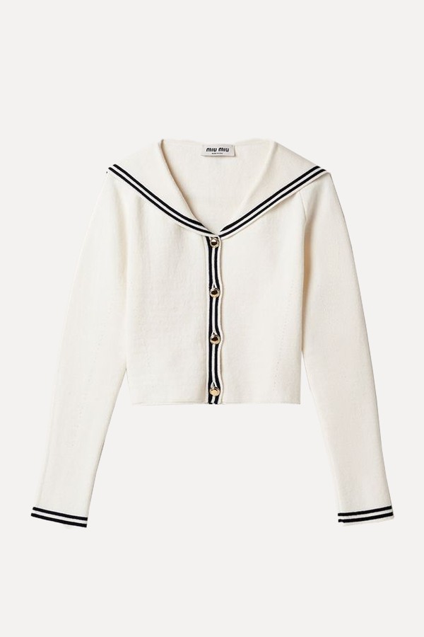 Striped Cotton-Blend Cardigan from Miu Miu