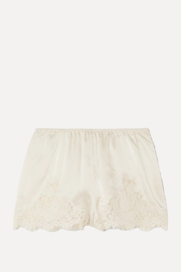 Lona Lace-Trimmed Silk-Satin Shorts from DÔEN
