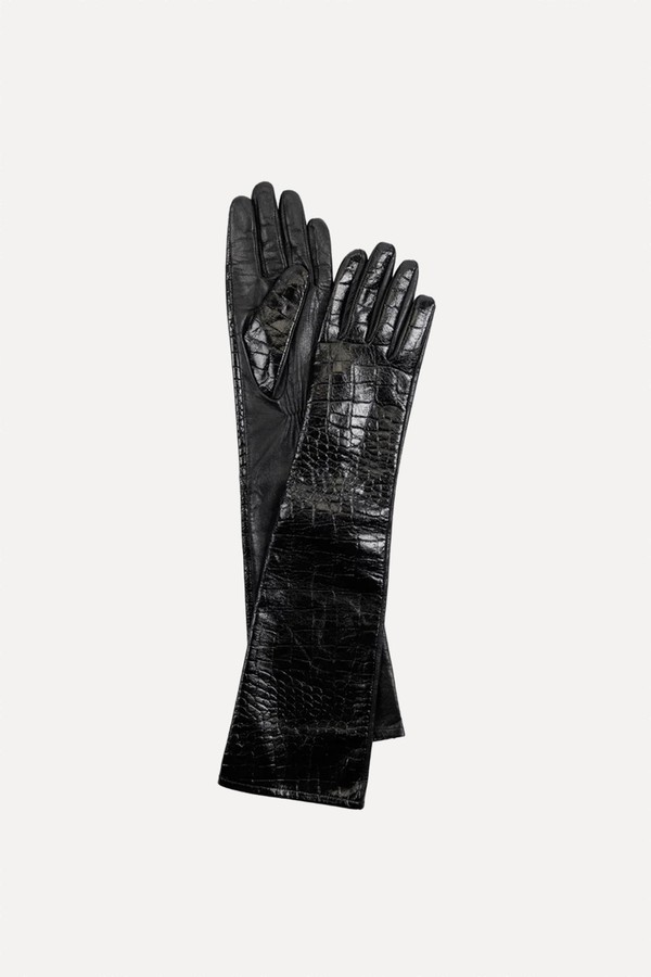 Croc Leather Gloves from De Savary London