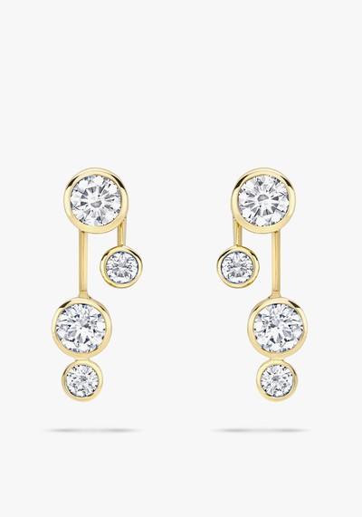 Raindance Detachable Double Drop Yellow Gold Earrings