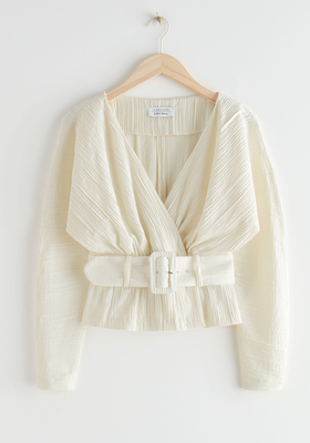 Belted Textured Wrap Blouse from & Other Stories 