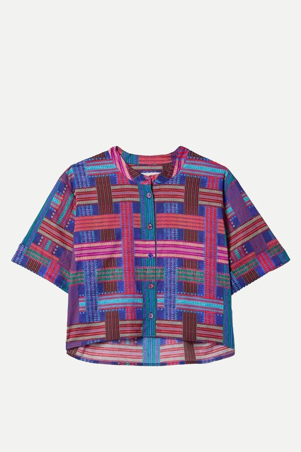 Jude Cropped Printed Cotton-Voile Shirt from Saloni