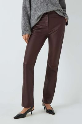 Slim Fit Leather Trousers from Theory