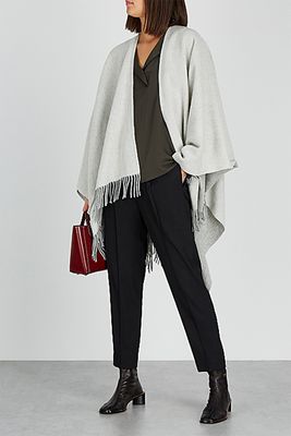 Grey Brushed Wool-Blend Cape from Eileen Fisher