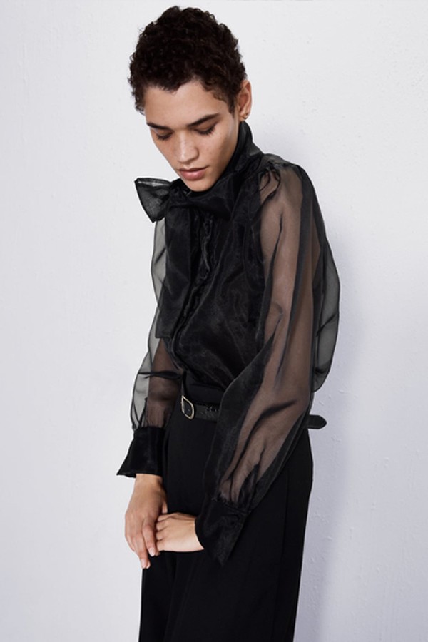 Organza Blouse With Bow Detail from Zara
