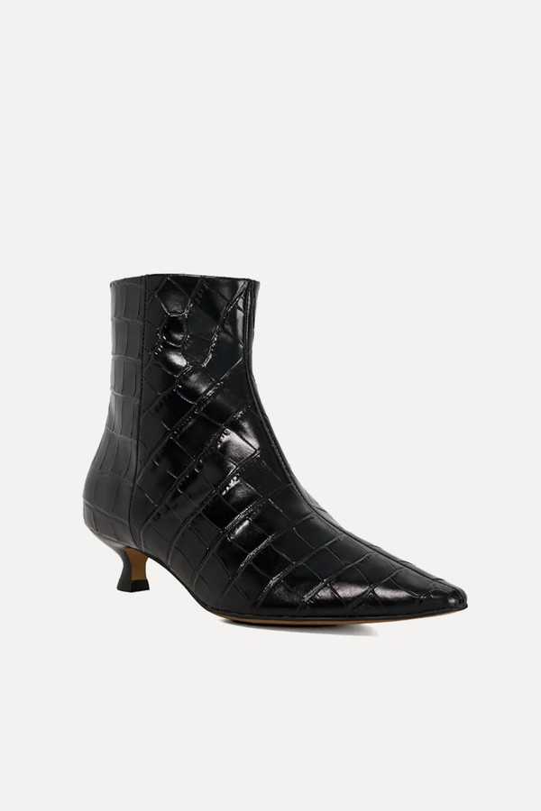 x from Odore Leather Kitten Heel Ankle Boots, £139 | Dune London