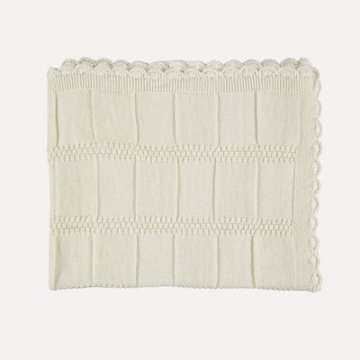 Merino Wool Knitted Baby Blanket from Camomile London