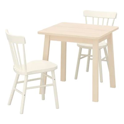 Norraker Norraryd table and 2 Chairs - Birch White