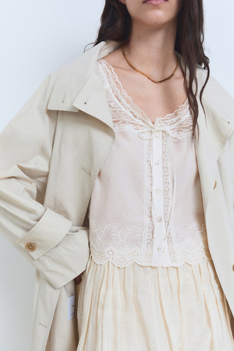 Cotton Blouse With Lace Details from Mango
