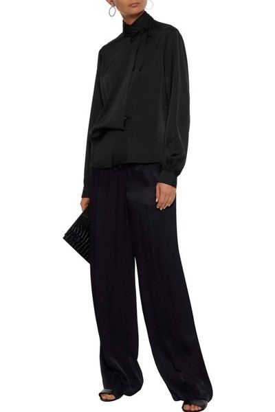 Tulia Draped Satin-Crepe Turtleneck Blouse from Iris & Ink