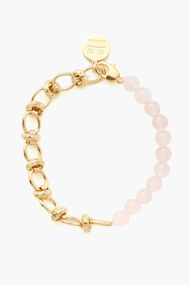 Ayla Rose Quartz & 18kt Gold-Plated Anklet from By Alona