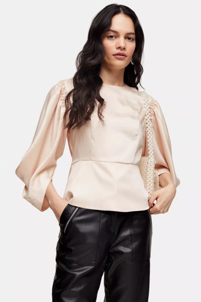 Cream Satin Batwing Top