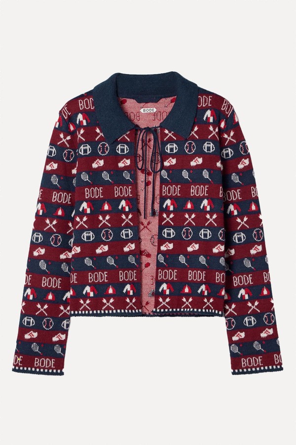 Jacquard-Knit Alpaca Cardigan from Bode