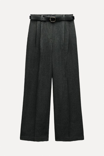 Wide-Leg Trousers With Belt