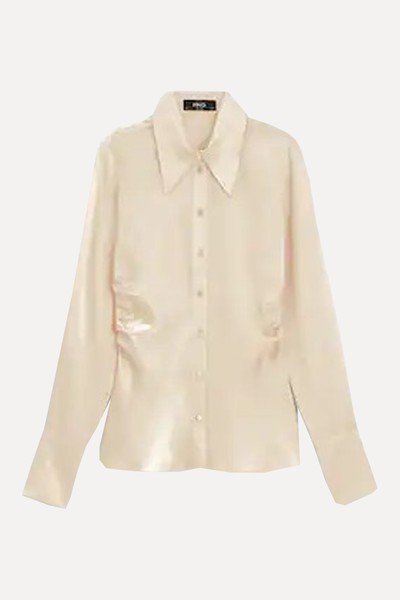 Silk Shirt With Side Drape from Mango