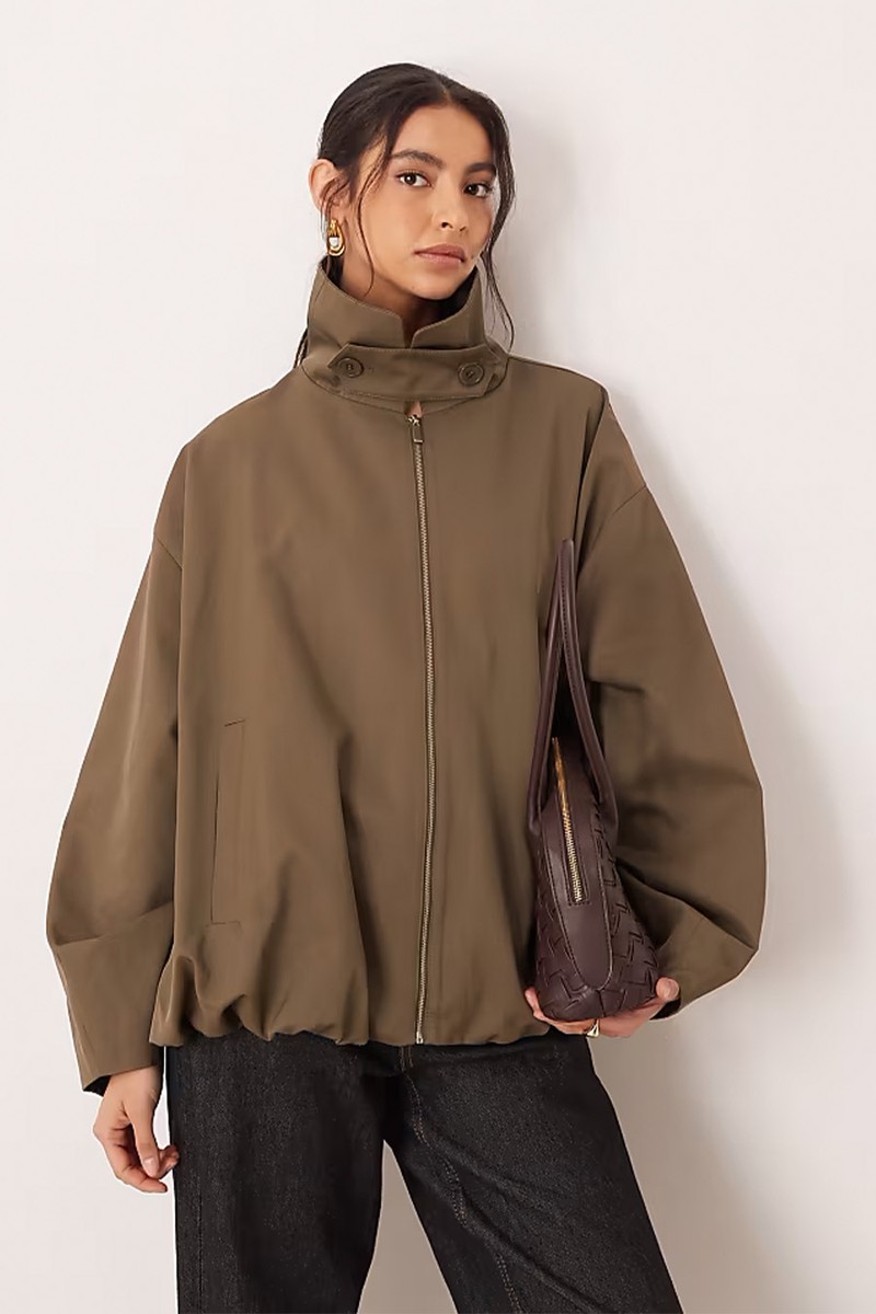 Bubble Hem Funnel Neck Trench Jacket  from ASOS DESIGN