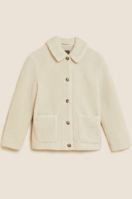 Teddy Textured Collared Jacket from M&S Collection