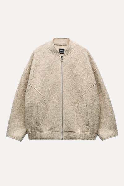 Bouclé Oversize Bomber Jacket from Zara