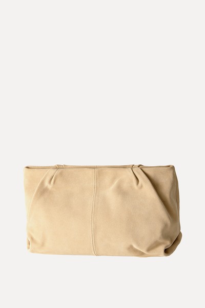 Neutral Leather Oversized Clutch Bag