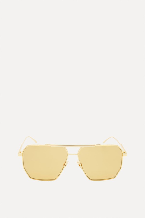 6J000237 BV1012S Pilot-Frame Metal Sunglasses from BOTTEGA VENETA