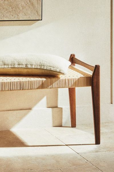 Wood & Rattan Bench  from Zara